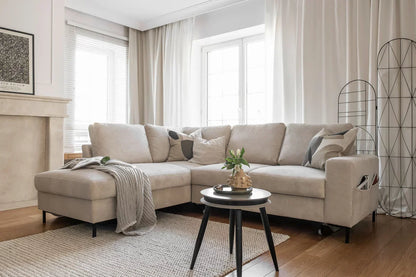 Sofa LEONIE L, lewa, beżowy sztruks