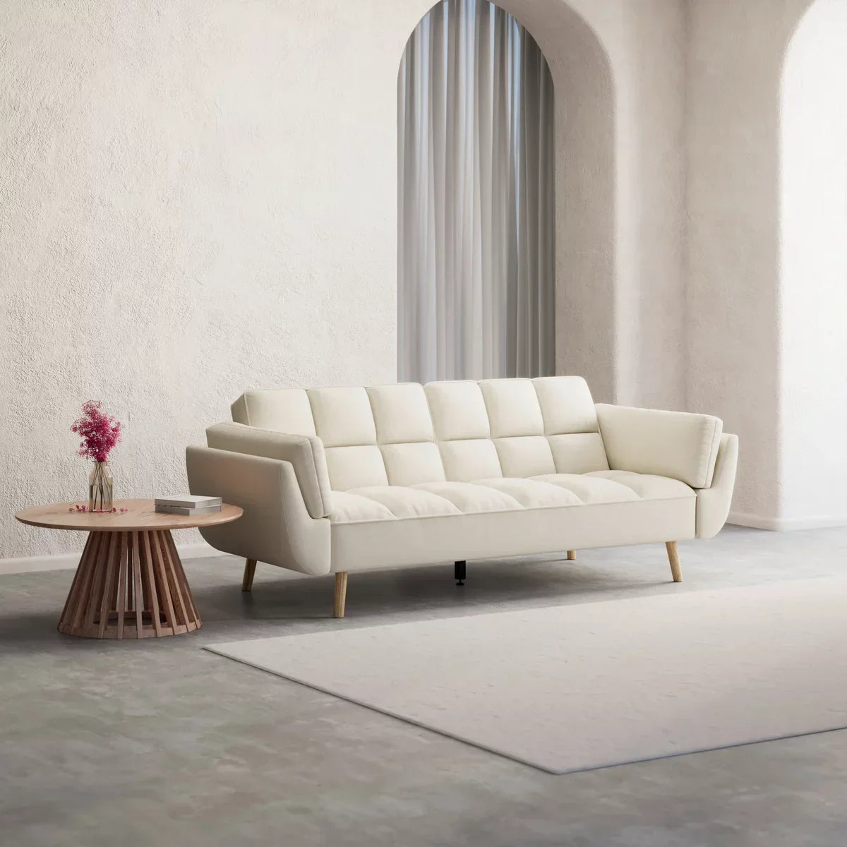 Rozkładana sofa CORA, kremowa, maks. 360 kg