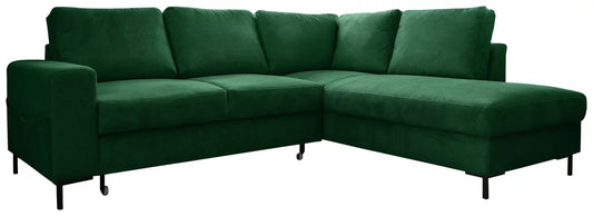 Sofa LEONIE L, prawa, szmaragdowy sztruks