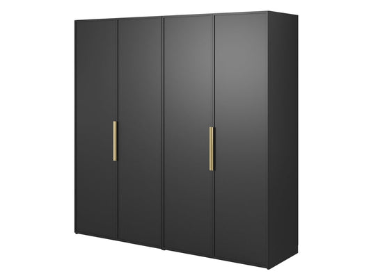 Szafa 4 drzwi uchylne 0 szuflady SELSEY FRAME kolor czarny szerokość 200 cm