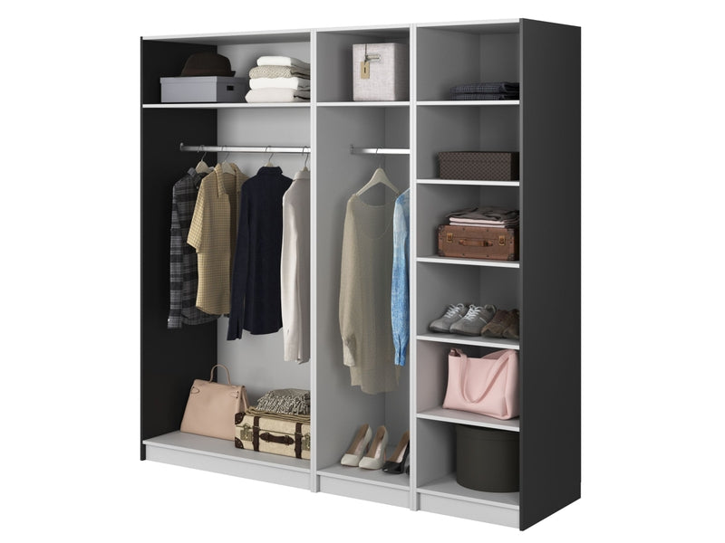 Szafa 4 drzwi uchylne 0 szuflady SELSEY FRAME kolor czarny szerokość 200 cm